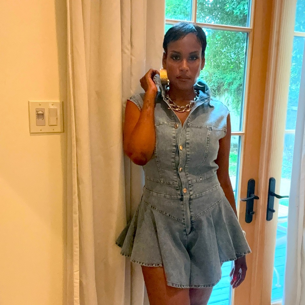 Sleeveless Denim Romper